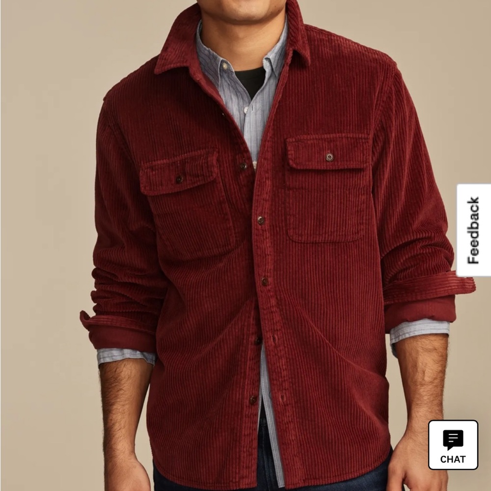 Lucky Brand Big Cord Long Sleeve Utility Shirt Port Size S